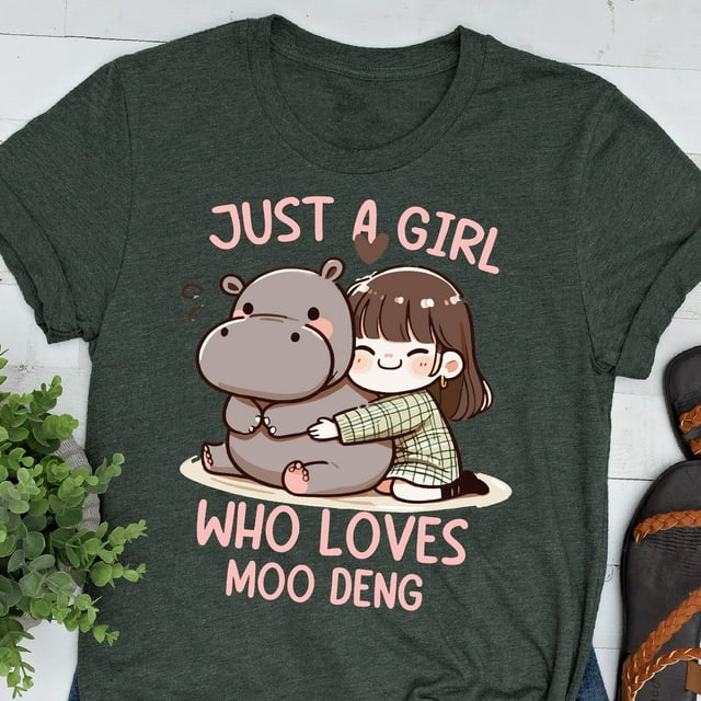 Just A Girl Who Loves Moo Deng Unisex Adult Cotton Crew Neck T-Shirt