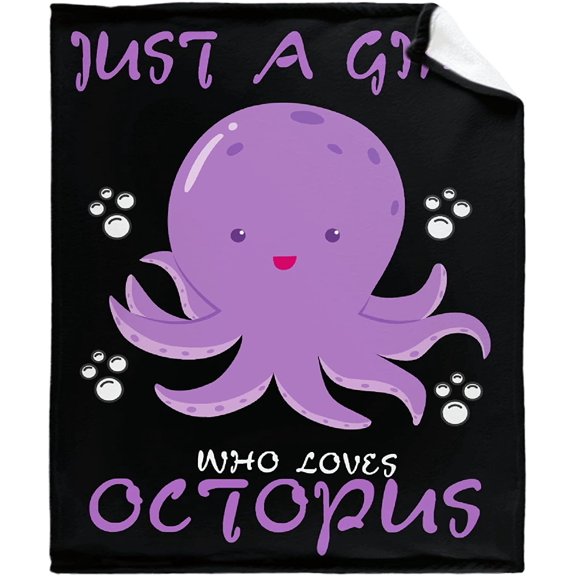 Just A Girl Who Loves Octopus Blanket Women Men Cozy Microfiber Luxury Plush Throws for Bedding Couch Travel Camping, 50x60in Fleece Blanket