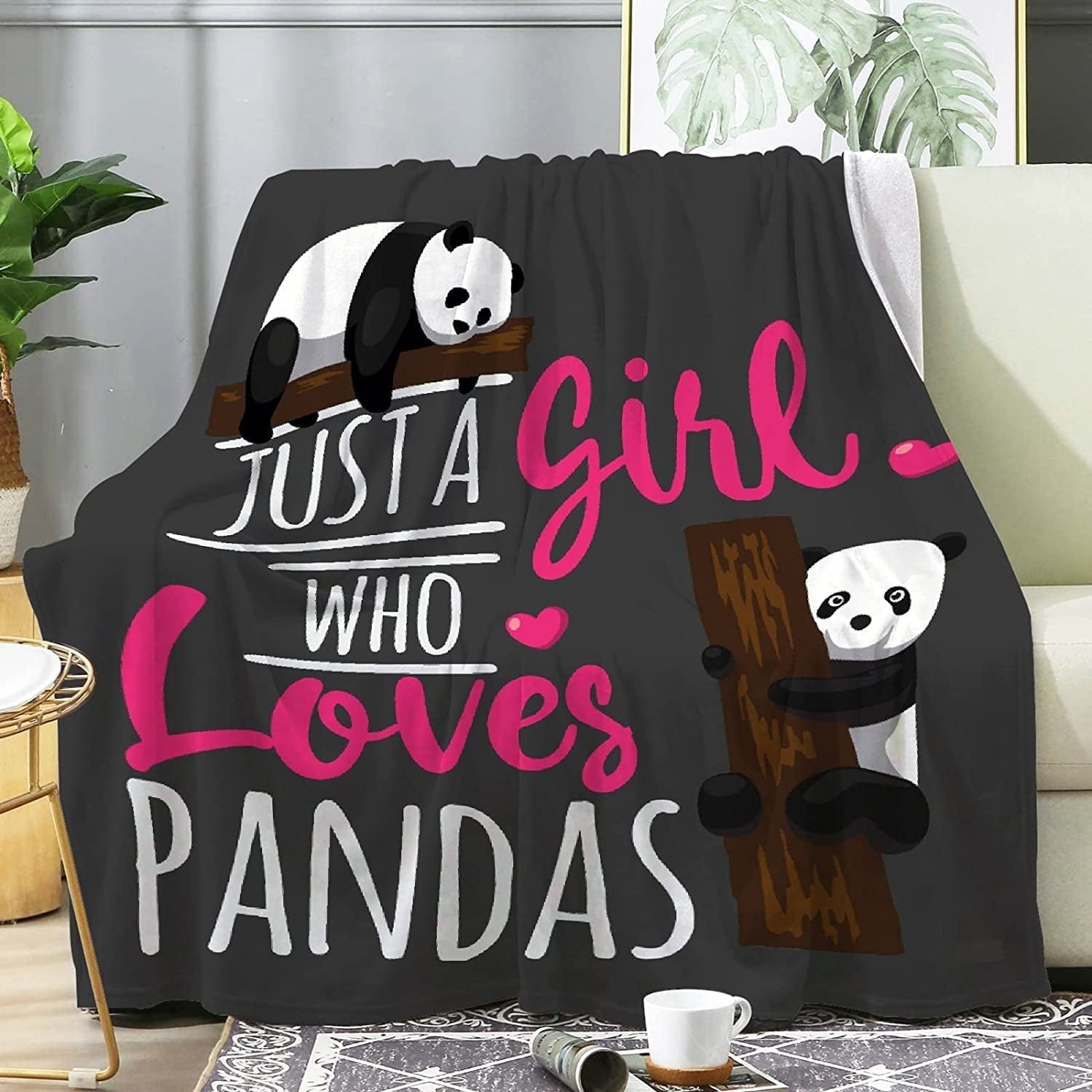 Just A Girl Who Loves Panda Blanket,Flannel Throw Blanket Ultra Soft Micro Lightweight Flannel Blanket Bed Couch Living Room All-Season 80"x60"
