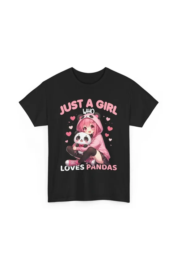 Just A Girl Who Loves Pandas Anime Kawaii Panda Bear Unisex T-Shirt, Size S-5XL