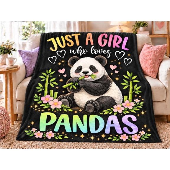 Just A Girl Who Loves Pandas Fleece Blanket for Bed Couch Sofa