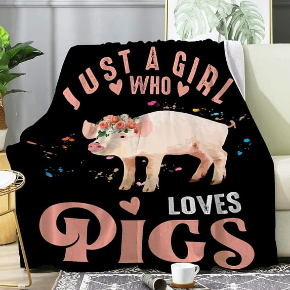 Just A Girl Who Loves Pigs Blanket,Flannel Throw Blanket Ultra Soft Micro Lightweight Flannel Blanket Bed Couch Living Room All-Season 80"x60"