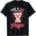thumbnail image 1 of Just A Girl Who Loves Pigs Hog Lover Cute Farmer T-Shirt Black 4X-Large, 1 of 4