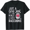 thumbnail image 1 of Just A Girl Who Loves Raccoons Cute Girls Kids Toddler Women T-Shirt, 1 of 5