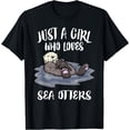 thumbnail image 1 of Just A Girl Who Loves Sea Otters Gift Softstyle Unisex T-Shirt,Black Color,Size M, 1 of 5