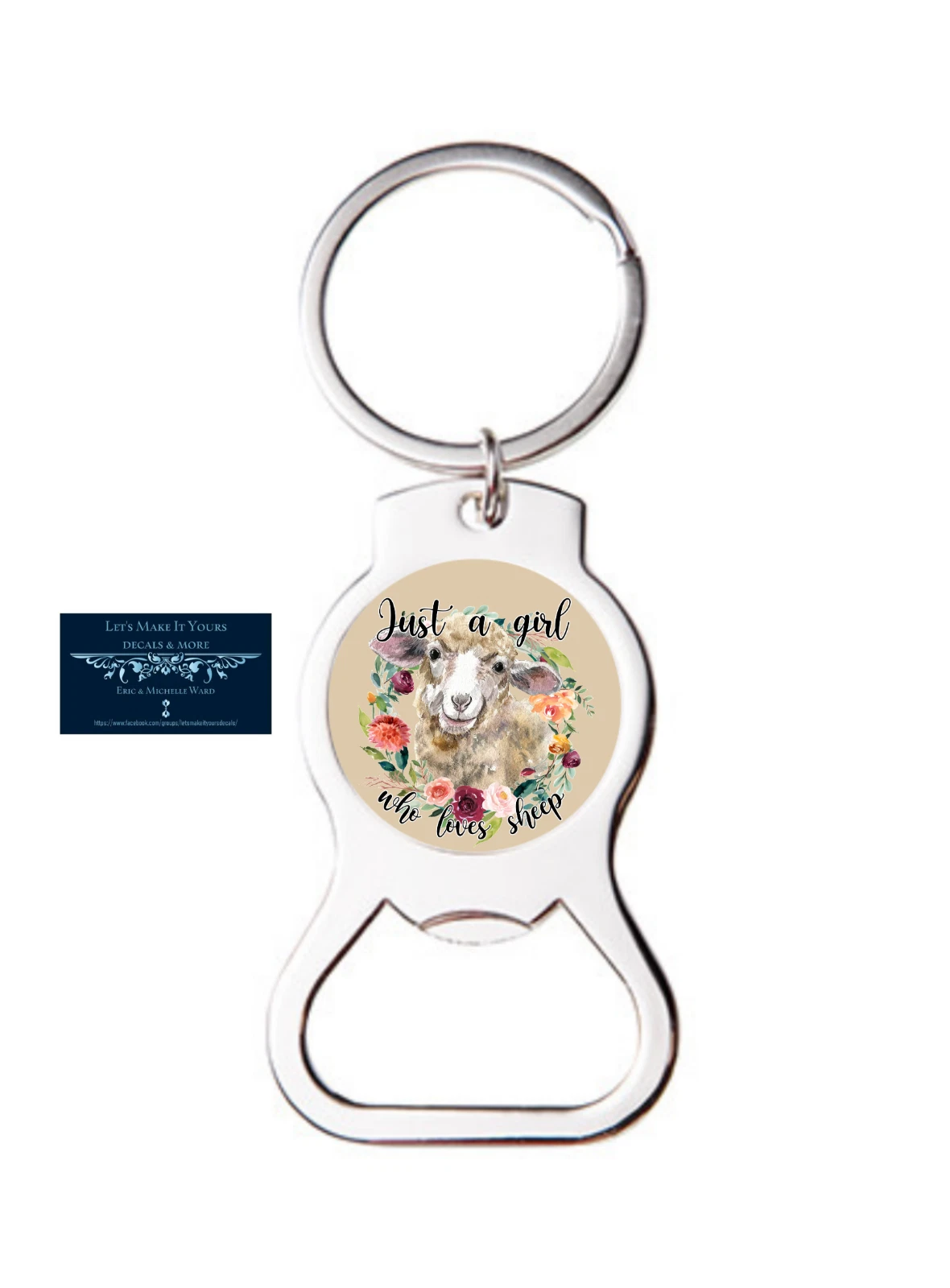 Just A Girl Who Loves Sheep Bottle Opener Keychain Key Ring Cool Unique Gift