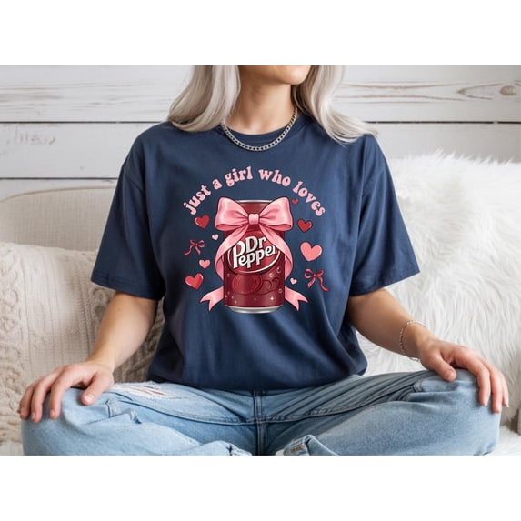 Just A Girl Who Loves Shirt, Soda Lover, Dr Pepper With Ribbon shirt