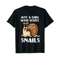 thumbnail image 1 of Just A Girl Who Loves Snails Cute Snail Black T-Shirt, 1 of 5