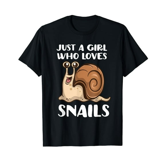 Just A Girl Who Loves Snails Cute Snail Black T-Shirt