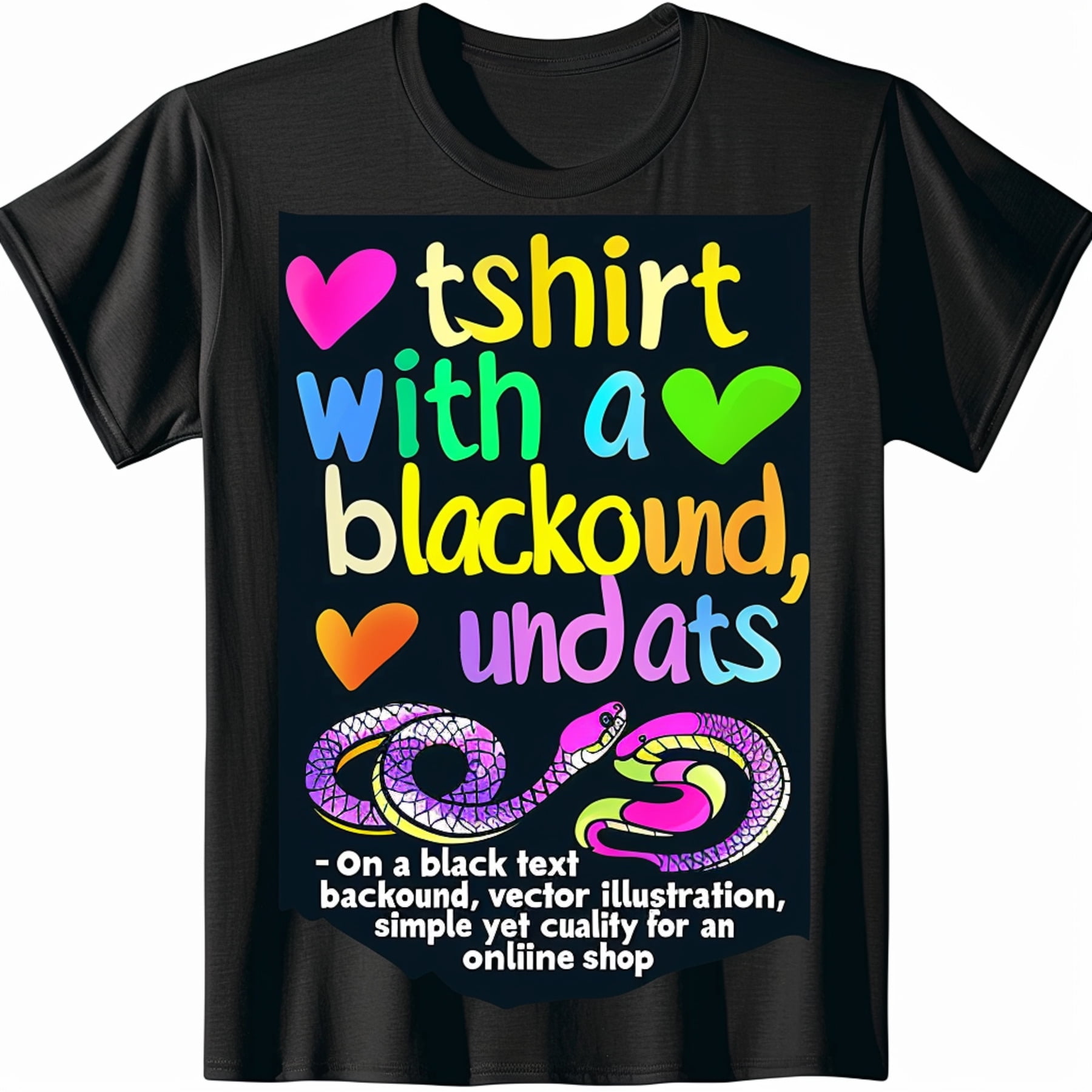 Just A Girl Who Loves Snakes Black TShirt Colorful Text Snake & Hearts ...