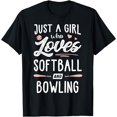 thumbnail image 1 of Just A Girl Who Loves Softball And Bowling Gift Women T-Shirt, 1 of 4