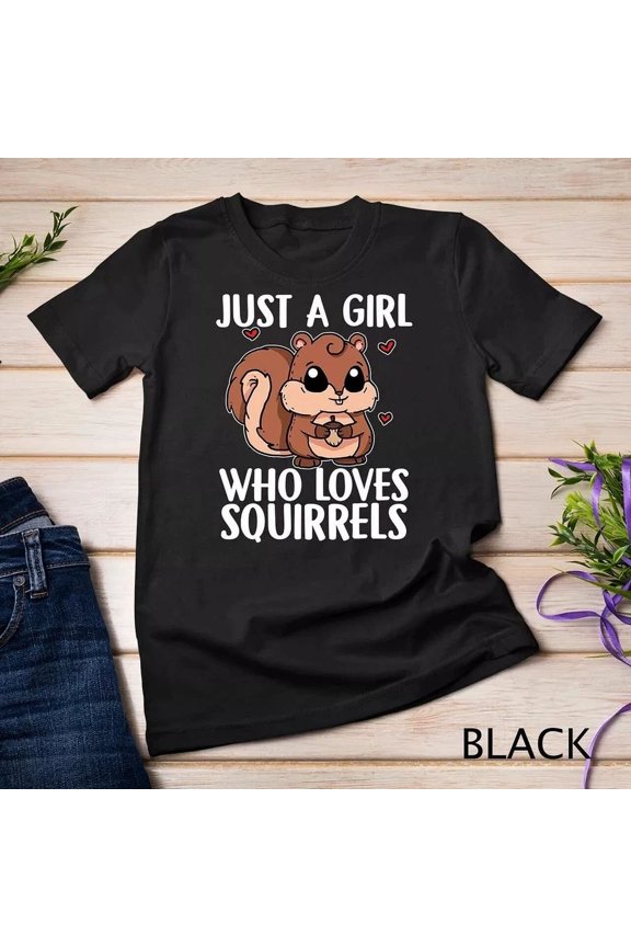 Just A Girl Who Loves Squirrels Cute Squirrel Costume Shirt BLACK Unisex S-5XL Hot Trending Shirt, Vintage Birthday Gift