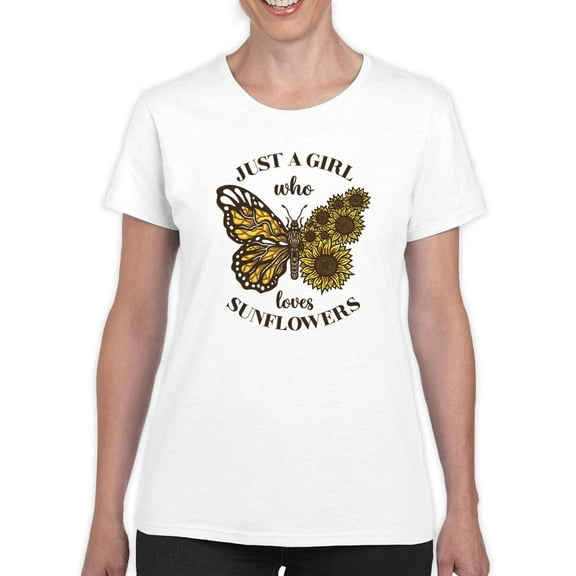 Just A Girl Who Loves Sunflowers T-Shirt Women -Smartprints Designs, Female x-Large