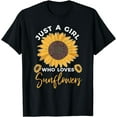 thumbnail image 1 of Just A Girl Who Loves Sunflowers Women Girls Sunflower T-Shirt, 1 of 3