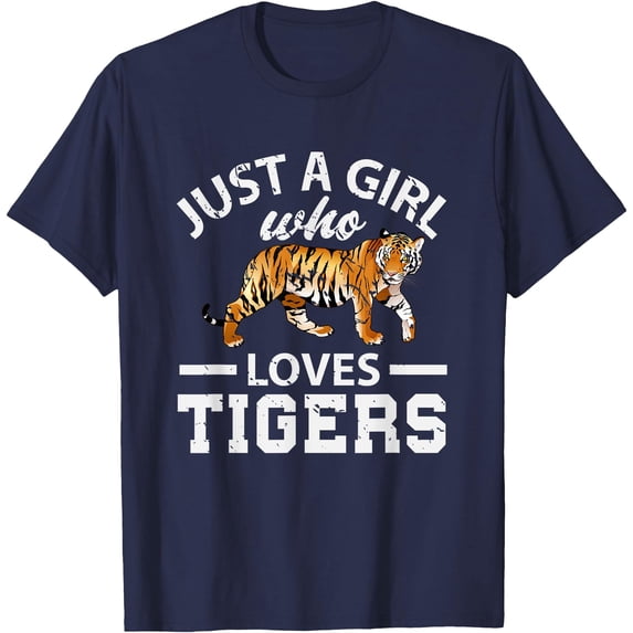 Just A Girl Who Loves Tiger Softstyle Unisex T-Shirt,Navy Color,Size 5XL