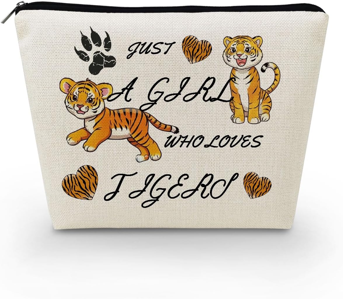 Just A Girl Who Loves Tigers Makeup Bag for Women Cute Small Cosmetic