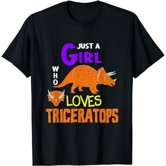 Just A Girl Who Loves Triceratops Dinosaur Design T-Shirt