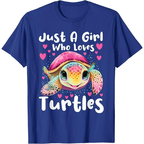 Just A Girl Who Loves Turtles Sea Animal Reptile Lover Unisex T-Shirt for Men Women Kids Toddler,Royal Blue Color,Size 2T