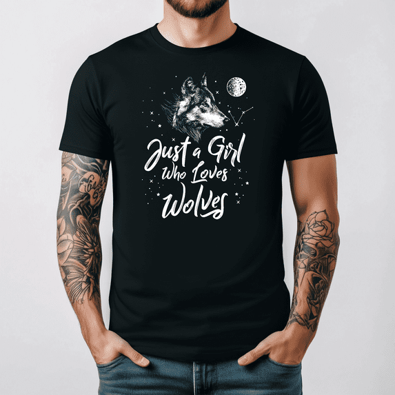 Just A Girl Who Loves Wolves Animal Wildlife Graphic Apparel V15044,for men and women up to 5XL