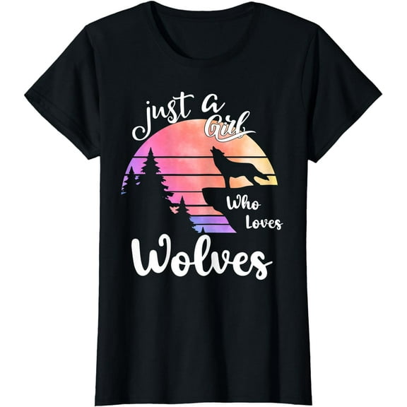 Just A Girl Who Loves Wolves Costume For Girls Loves Wolves T-Shirt