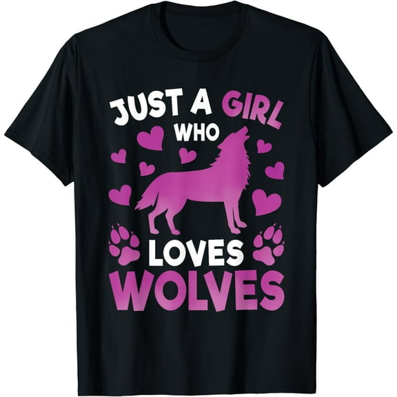 Just A Girl Who Loves Wolves Girls Kids Teens Wolf Lover T-Shirt