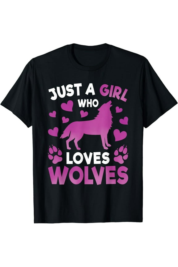 Just A Girl Who Loves Wolves Girls Kids Teens Wolf Lover T-Shirt