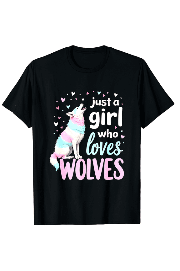 Just A Girl Who Loves Wolves Pastel Hearts Unisex T-Shirt