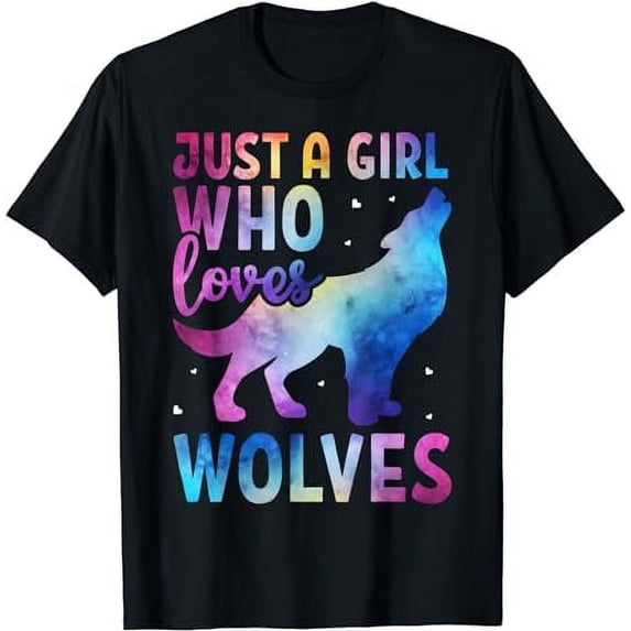 Just A Girl Who Loves Wolves Watercolor Cute Animal Lovers T-Shirt
