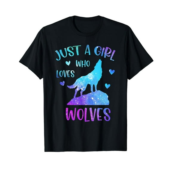 Just A Girl Who Loves Wolves Watercolor Cute Wolf T-Shirt