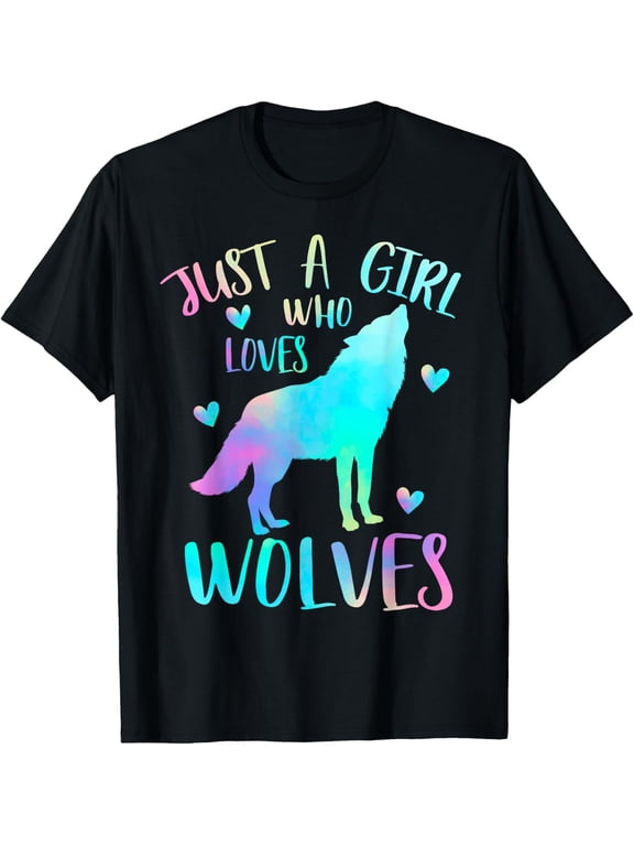 Just A Girl Who Loves Wolves Watercolor Cute Wolf Unisex T-Shirt