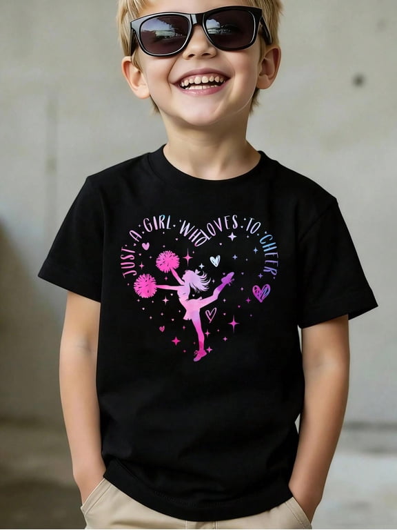 Just A Girl Who Loves to Cheer Cheerleader for & Girl Kids T-Shirt