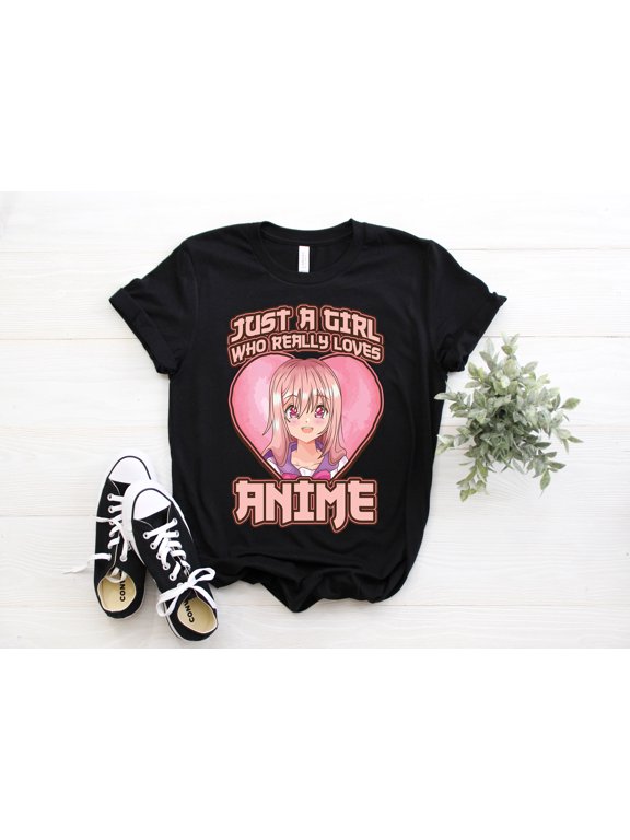 Just A Girl Who Really Loves Anime Girls Gift Costume T-Shirt, Cute Anime Fan Shirts, Video Games Lovers, Otaku, Japanese Art, Cosplay Manga