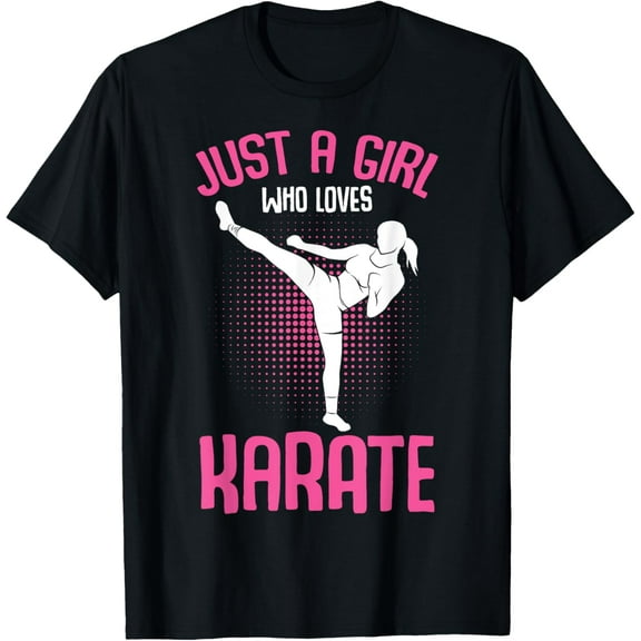 Just A Girl who loves Karate Kids Girls T-Shirt men and women can wear, black, white, gifts