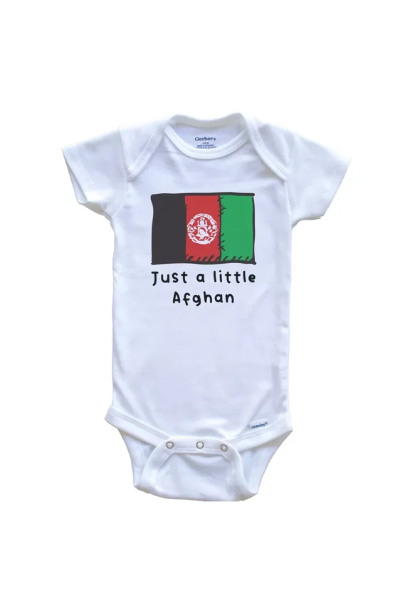Just A Little Afghan Funny Cute Afghanistan Flag One Piece Baby Bodysuit Cute Baby Onesie, BABY BODYSUIT LAT 4424