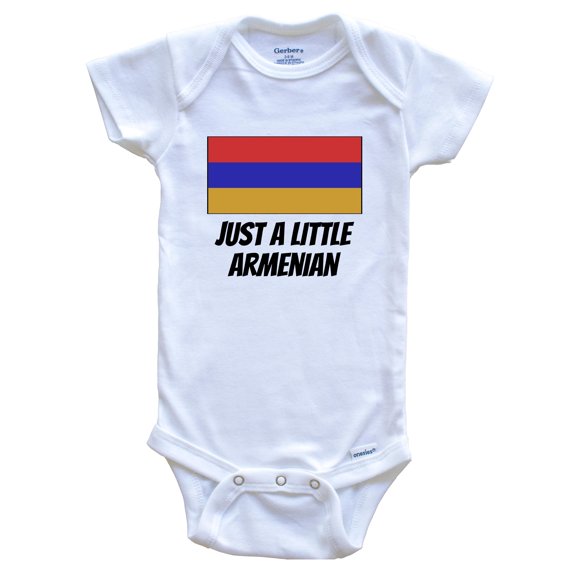 Just A Little Armenian Cute Armenia Flag Baby Bodysuit, 0-3 Months White