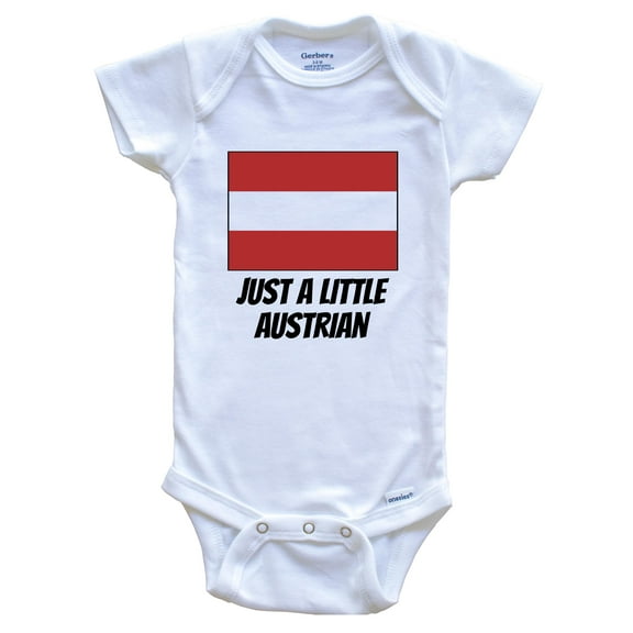 Just A Little Austrian Cute Austria Flag Baby Bodysuit, 3-6 Months White