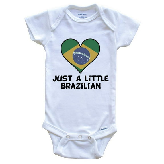 Just A Little Brazilian Baby Bodysuit - Funny Brazil Flag Baby Bodysuit, 0-3 Months White