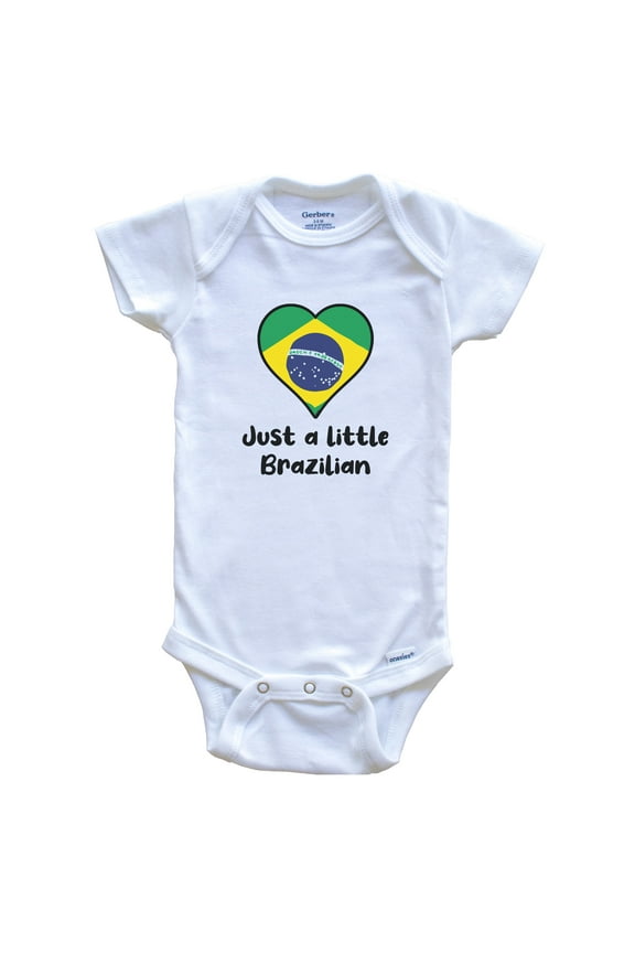 Just A Little Brazilian Brazil Flag Heart Baby Bodysuit