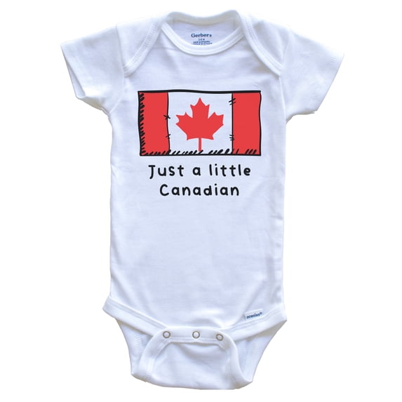 Just A Little Canadian Funny Cute Canada Flag Baby Bodysuit