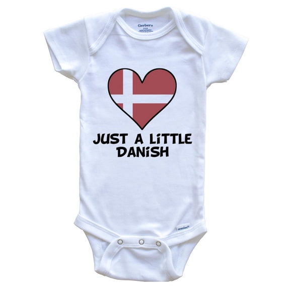 Just A Little Danish Baby Bodysuit - Funny Denmark Flag Baby Bodysuit, 0-3 Months White