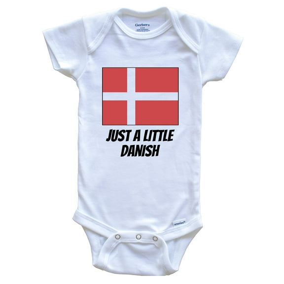 Just A Little Danish Cute Denmark Flag Baby Bodysuit, 0-3 Months White