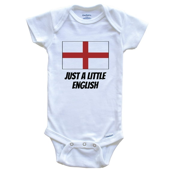 Just A Little English Cute England Flag Baby Bodysuit, 0-3 Months White