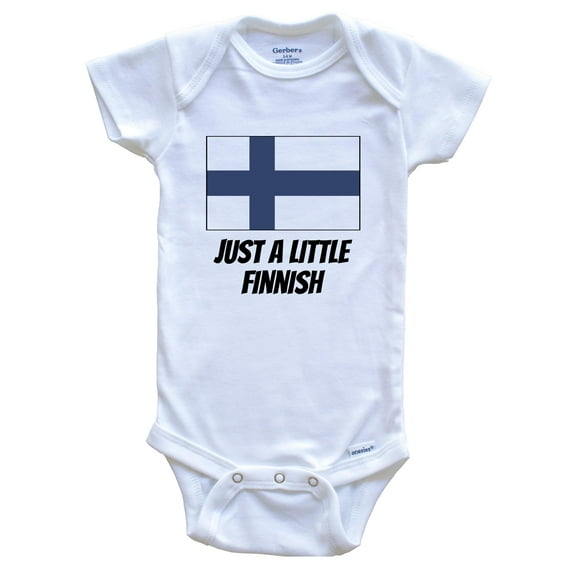 Just A Little Finnish Cute Finland Flag Baby Bodysuit, 3-6 Months White