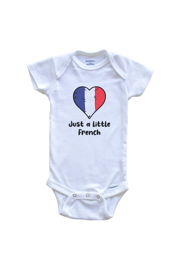 Just A Little French France Flag Heart Baby Bodysuit