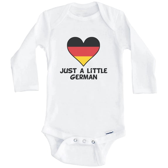 Just A Little German Baby Bodysuit - Funny Germany Flag Baby Bodysuit (Long Sleeve), 6-9 Months White