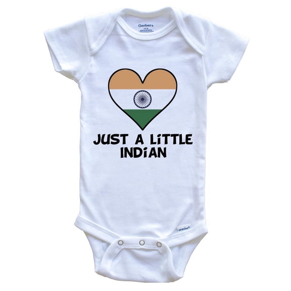 Just A Little Indian Baby Bodysuit - Funny India Flag Baby Bodysuit, 0-3 Months White