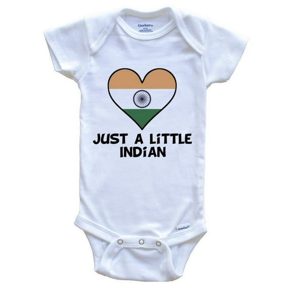 Just A Little Indian Baby Bodysuit - Funny India Flag Baby Bodysuit, 6-9 Months White