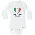 thumbnail image 1 of Just A Little Italian Baby Bodysuit - Funny Italy Flag Baby Bodysuit (Long Sleeve), 6-9 Months White, 1 of 1