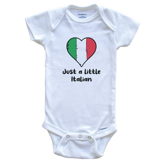 Just A Little Italian Italy Flag Heart Baby Bodysuit