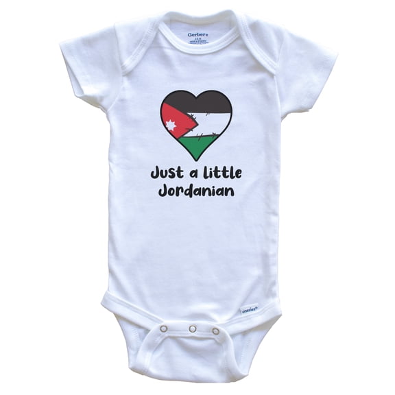 Just A Little Jordanian Jordan Flag Heart Baby Bodysuit